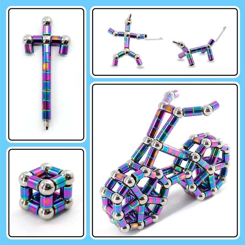 TTzycc Magnetic Pen With 13 Rings - Decompression Magnet Metal Fidget Pen, Creative Toy That Writes, Intellectual Learning and Stress Reduction Gift for Family or Friends - Image 2